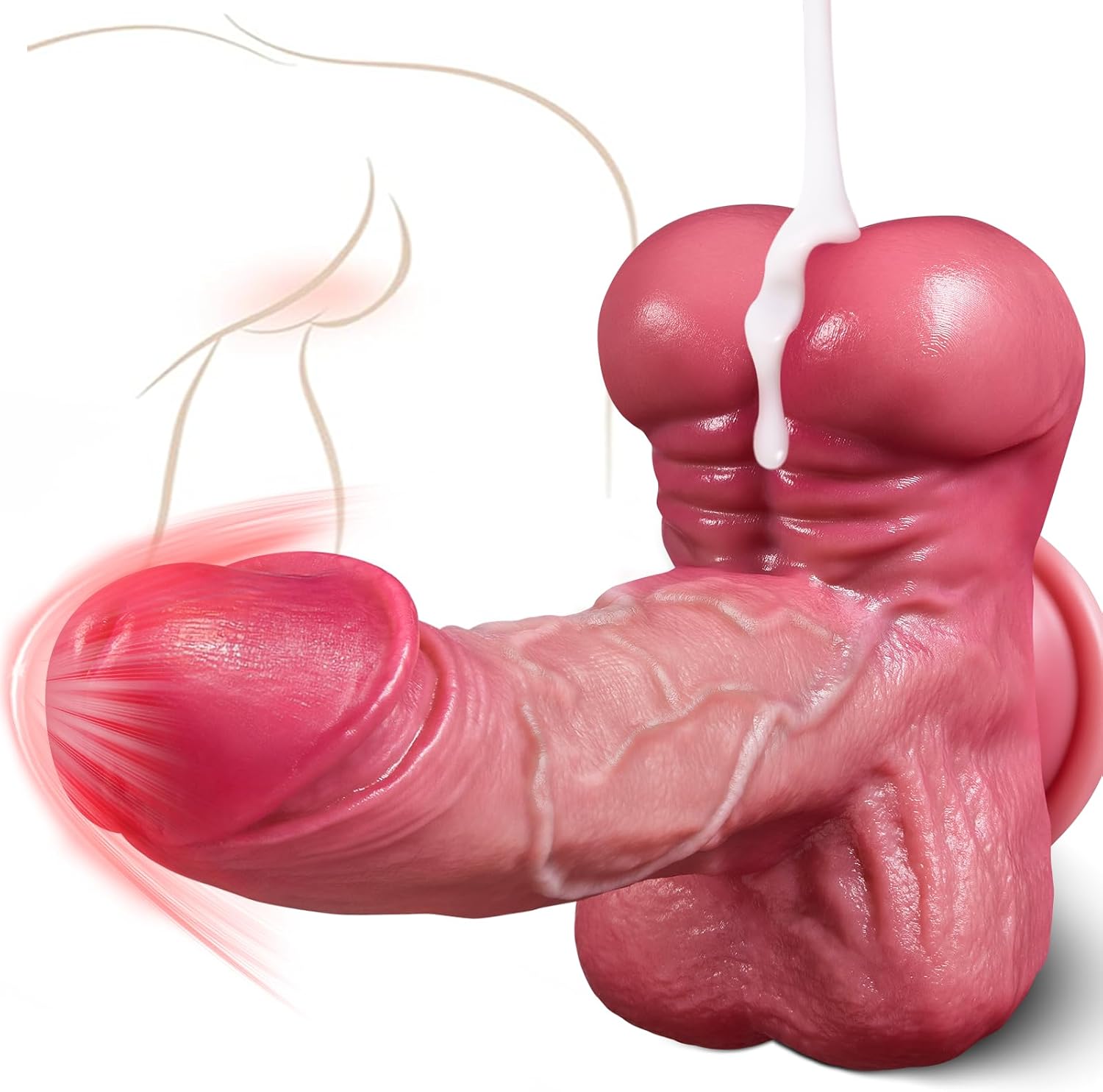 Realistic muscular dildo showing thrusting rotation feature and suction cup base