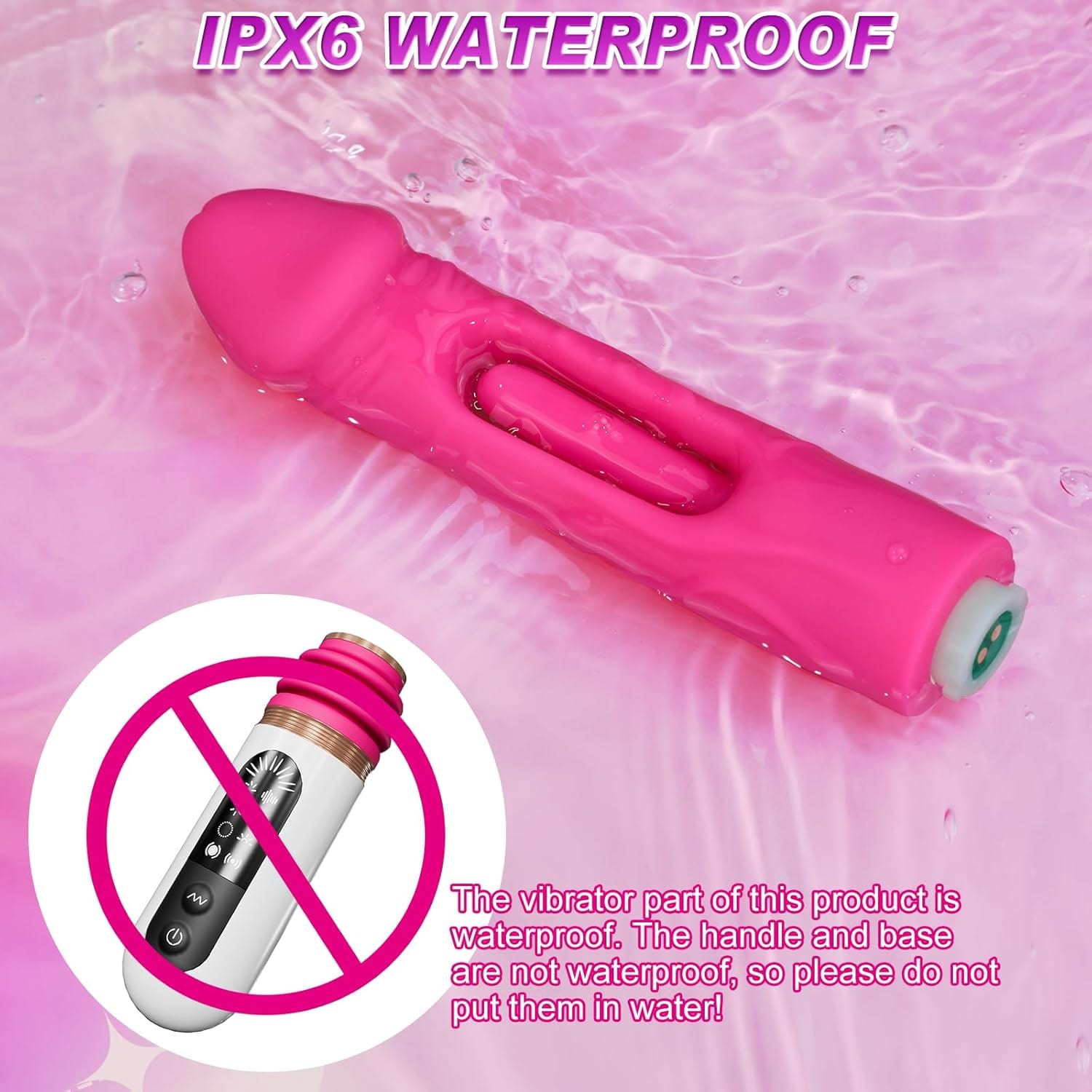 Silicone attachment detail showing texture and 8.19-inch insertable length