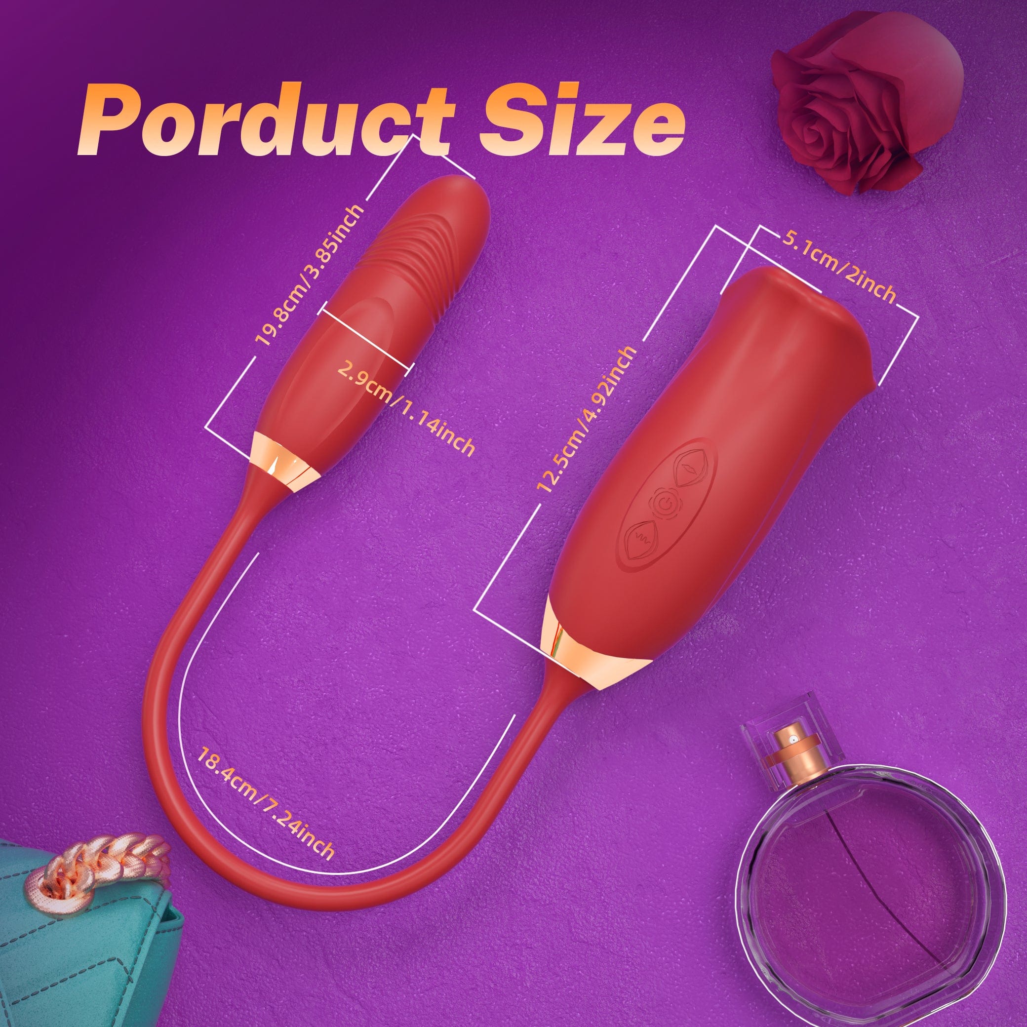 intimilife - Rose Muncher Rose Kiss Tongue Vibrator With Thrusting Dildo Vibrator-IntimiLife