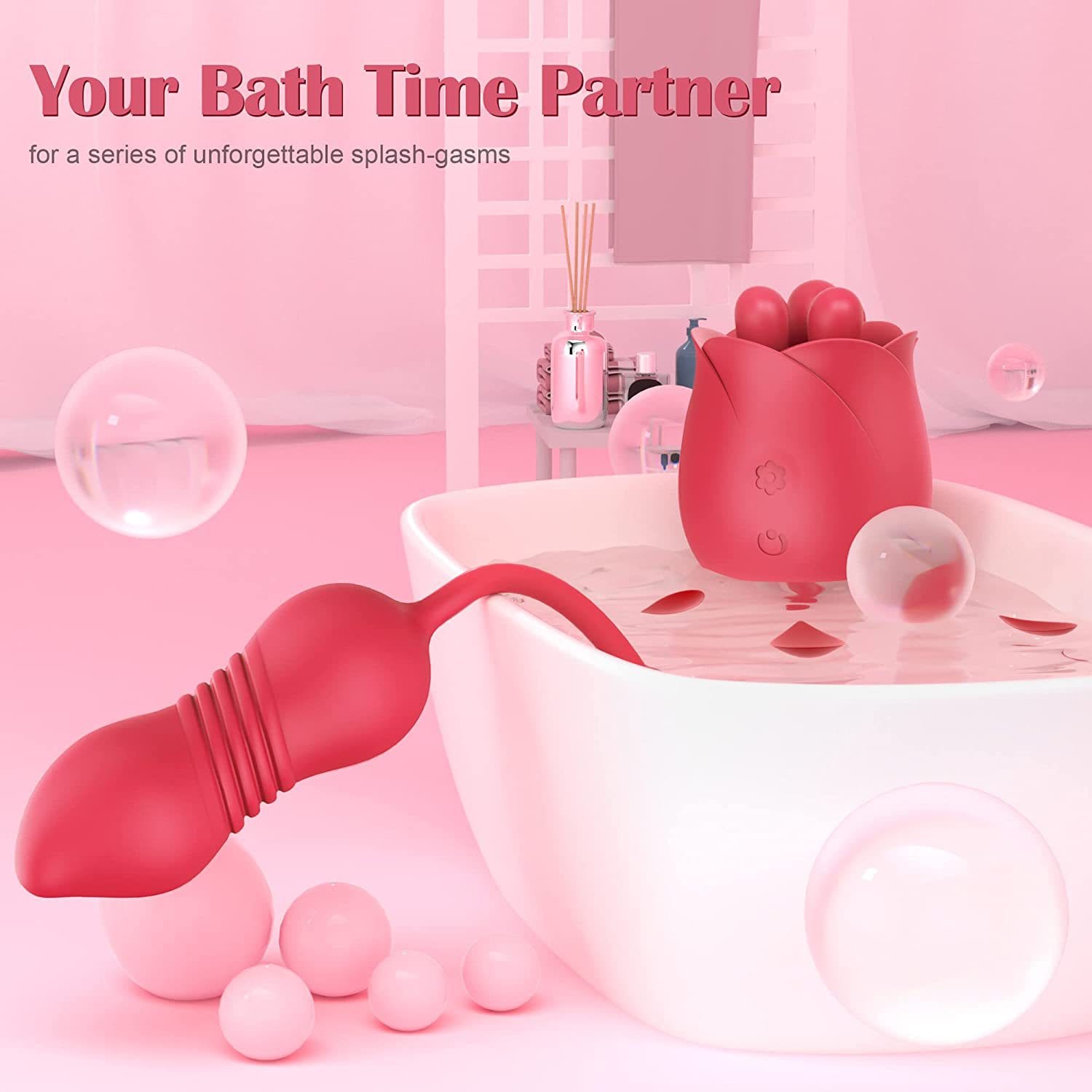 Telescopic rose toy with three flexible pistils extended