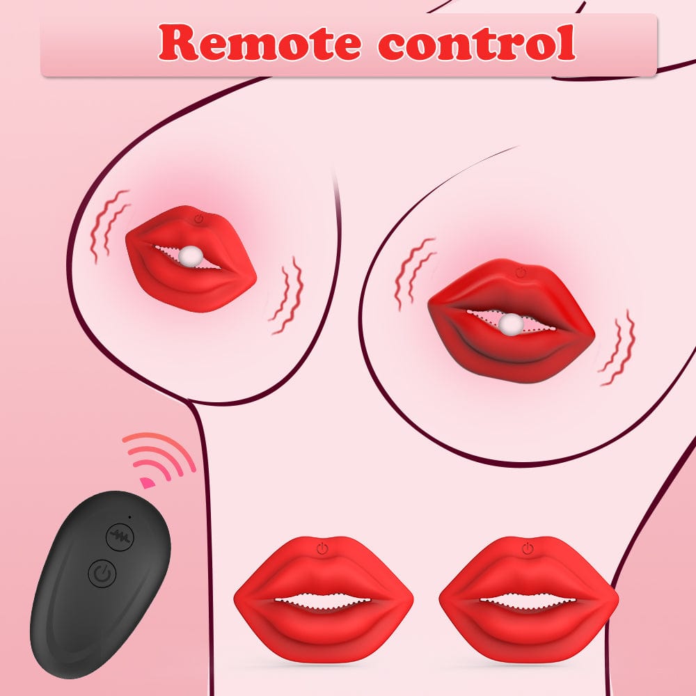 MizzZee Wireless Red Lip Nipple Clamp vibrator With Remote Control Control-IntimiLife
