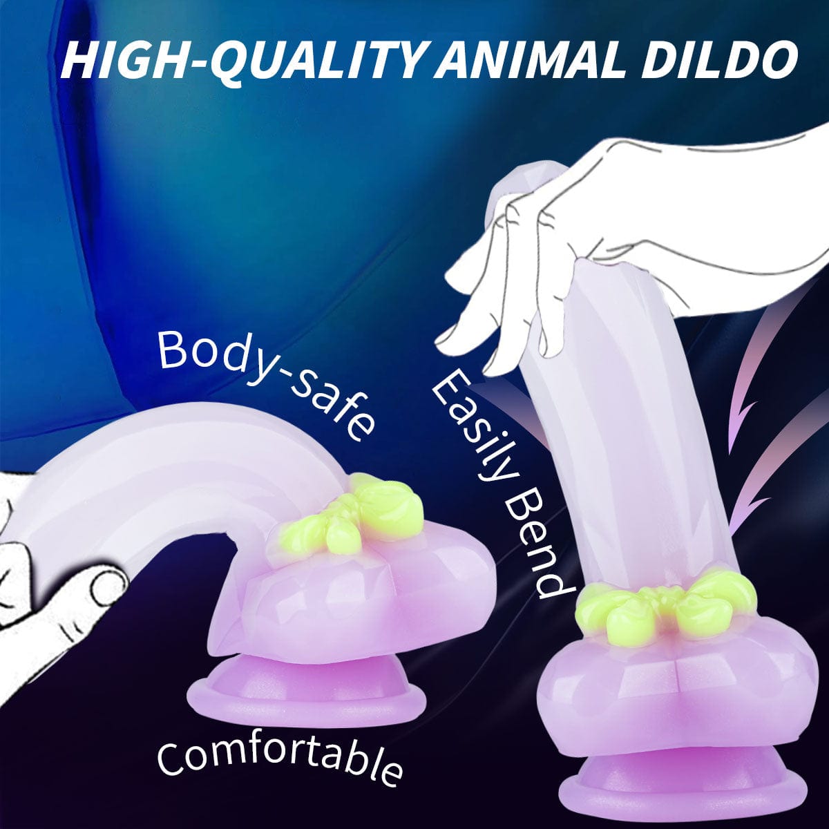 Side view showing insertable length and gradient color transition of dildo plug