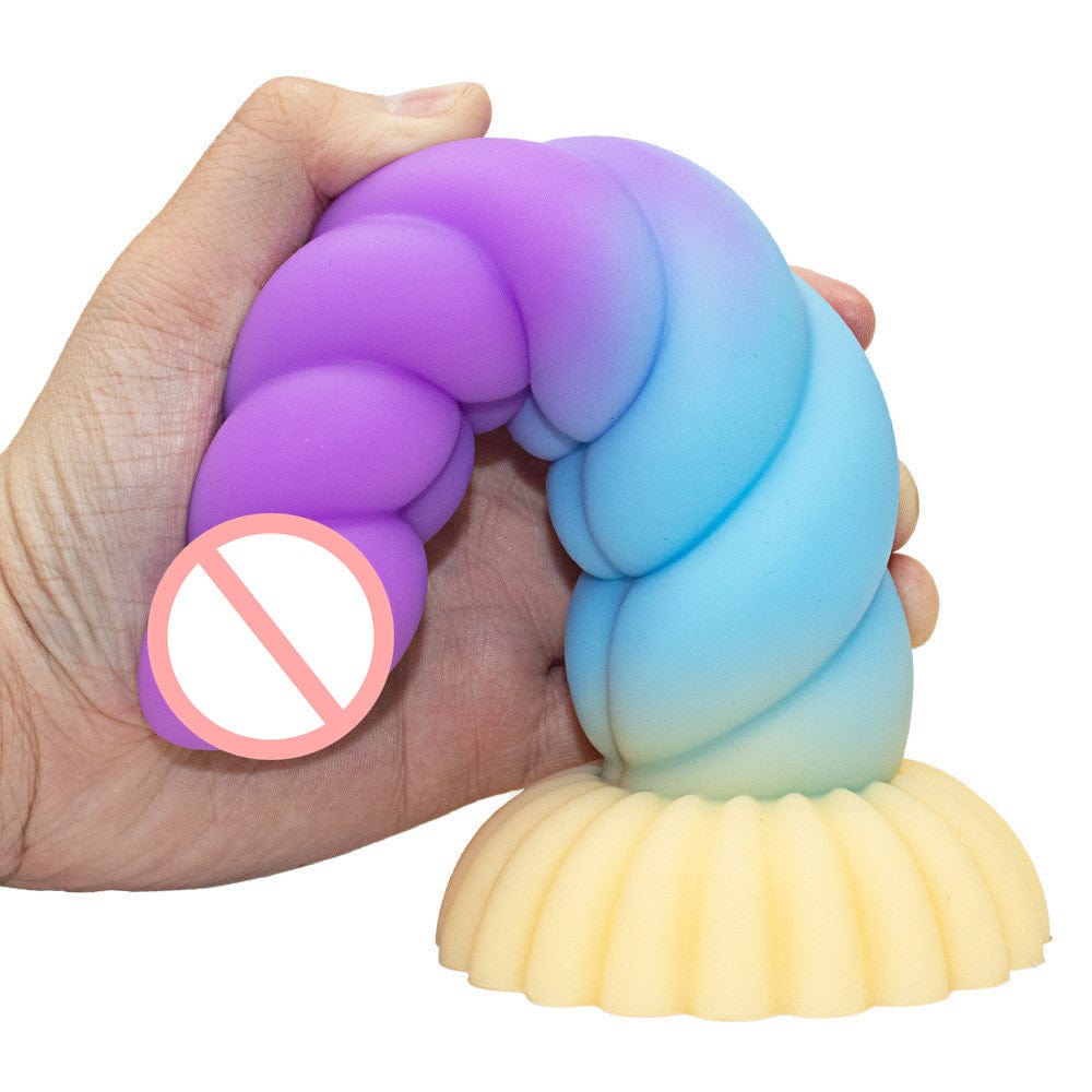 9.05‘’ Colorful Braid Dildo Vibrator Liquid Silicone Anal Plug-IntimiLife
