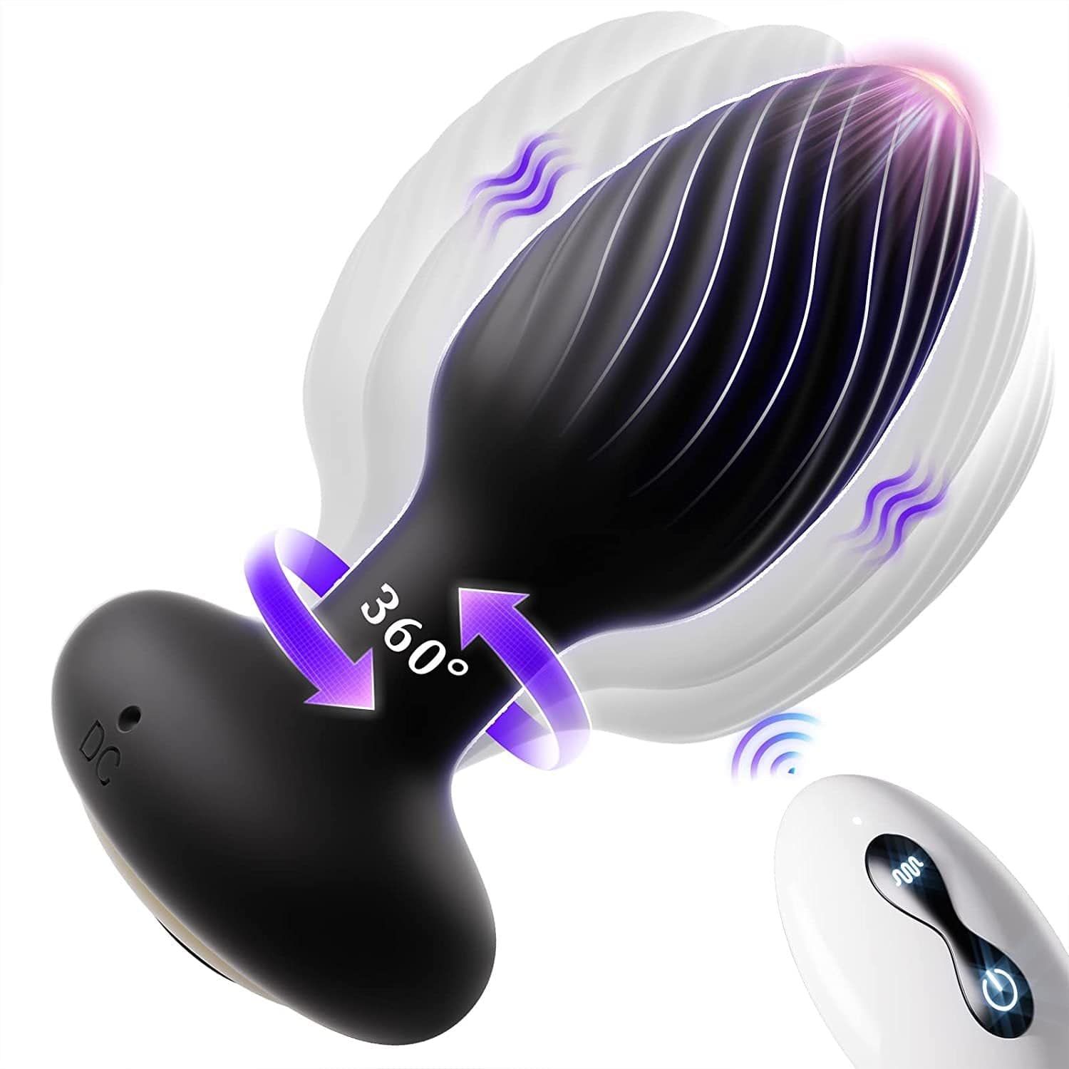 Close-up of silicone rotating tip with 7 vibration pattern indicators