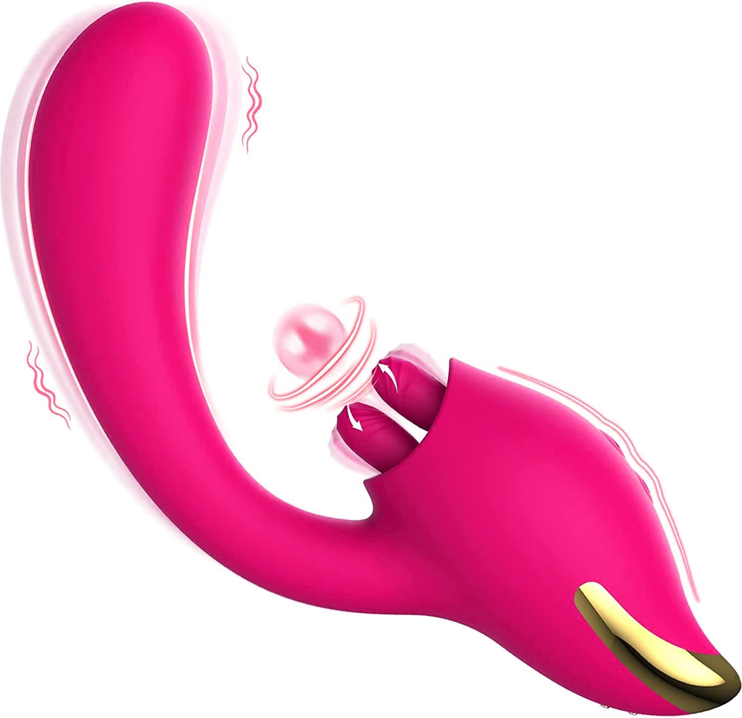Waterproof tongue-licking vibrator with body-safe silicone material close-up