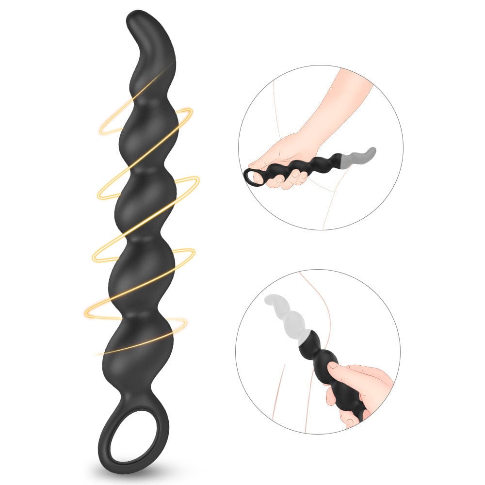 Silicone anal beads prostate massager showing graduated bead sizes