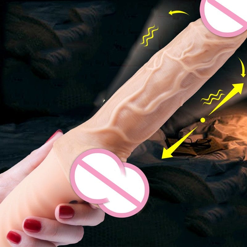 Automatic telescopic vibrator showing extended position with heating function