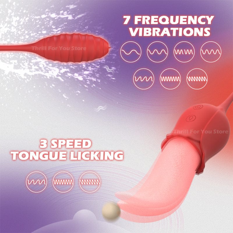 intimilife - Mia 2-in-1 Upgraded Tongue-licking Rose Toy With Licking Bullet Vibrator-IntimiLife