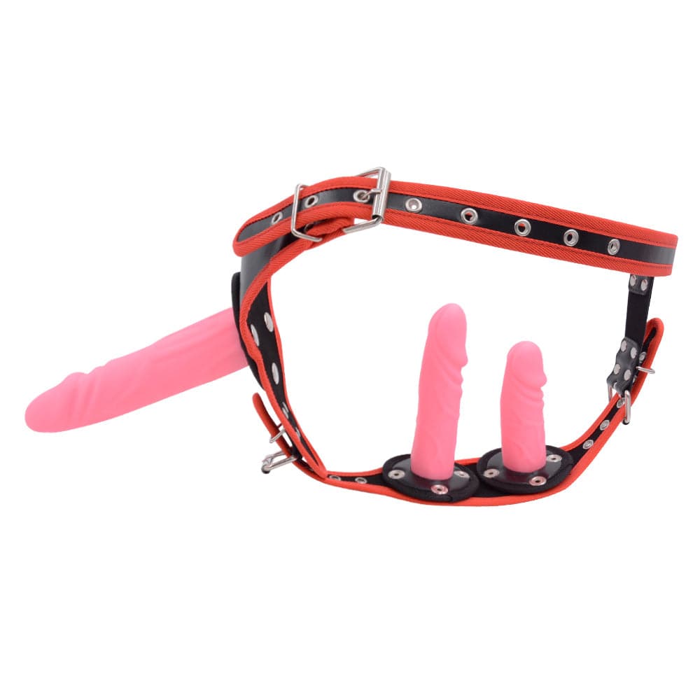 Wearable silicone dildo showing adjustable waist and realistic texture