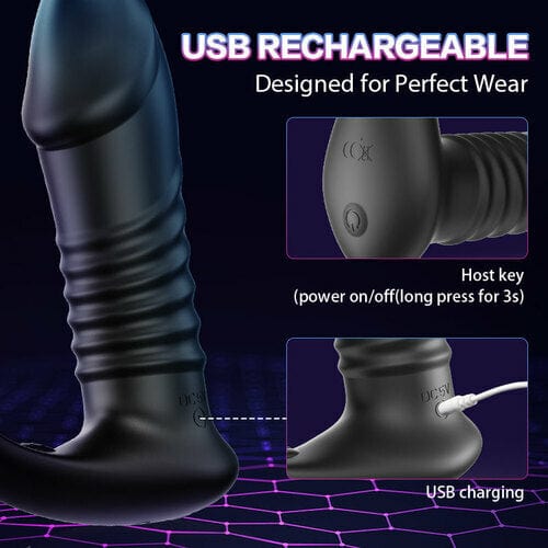 10 Thrilling Vibration 3 Thrusting Silicone Remote Control Cock Ring Anal Vibrator-IntimiLife