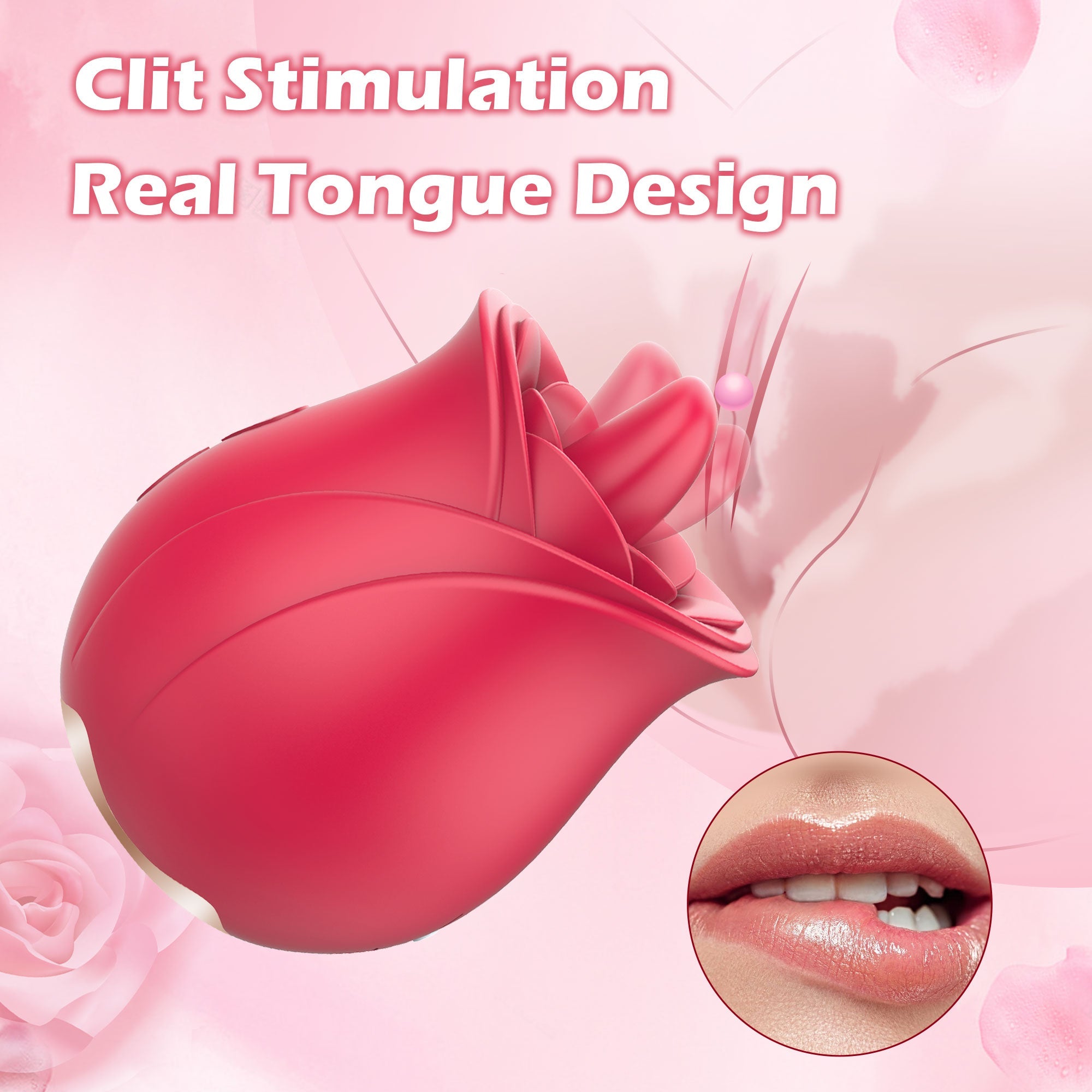 Rose Vibrator with Tongue Licking Patterns-IntimiLife