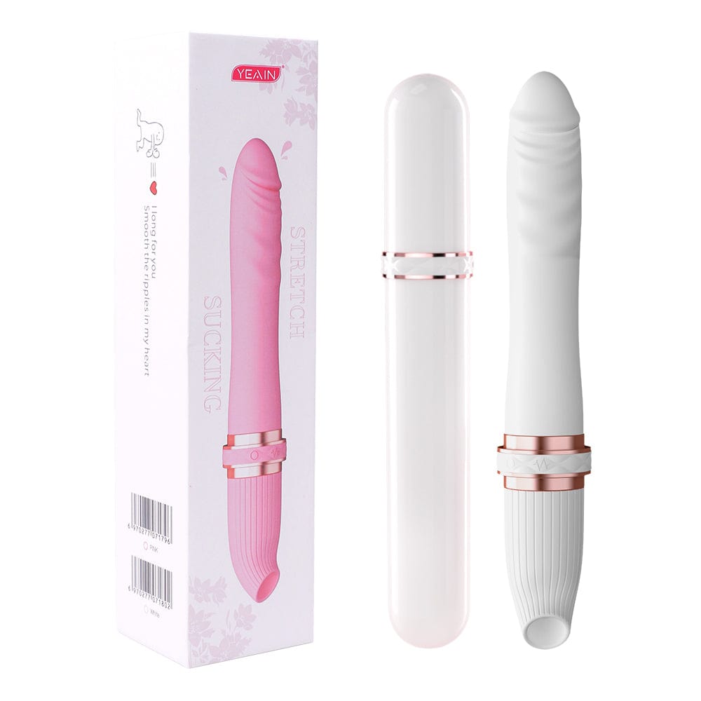 Waterproof vibrator displayed next to charging cable