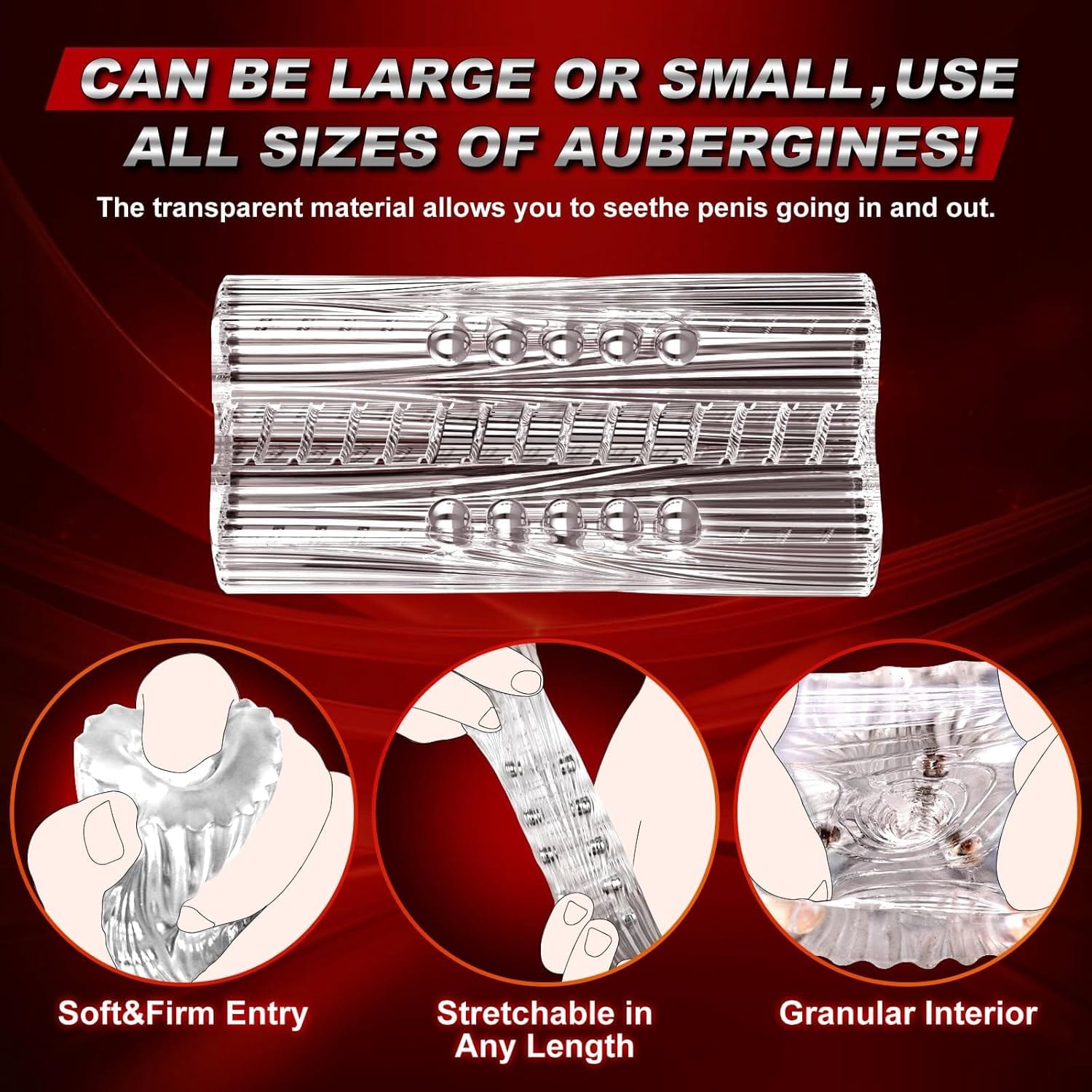 Manual Suction Penis Sleeve Blowjob Male Masturbators with 15 Extruded Beads-IntimiLife