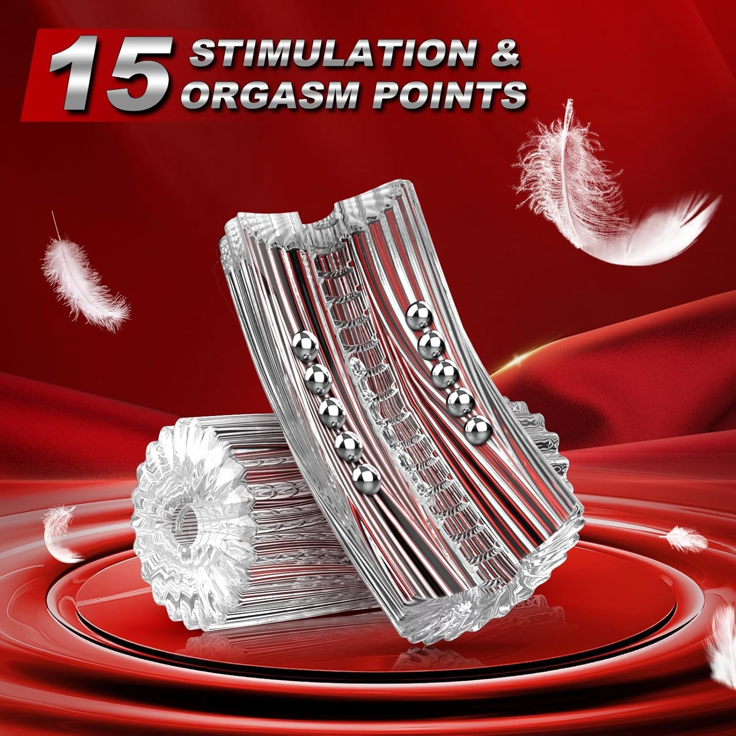 Manual Suction Penis Sleeve Blowjob Male Masturbators with 15 Extruded Beads-IntimiLife