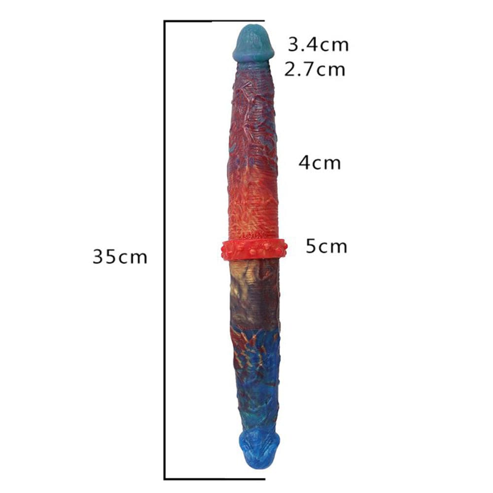 13.78‘’ Colorful Double-Ended Liquid Silicone Anal Plug Dildo-IntimiLife