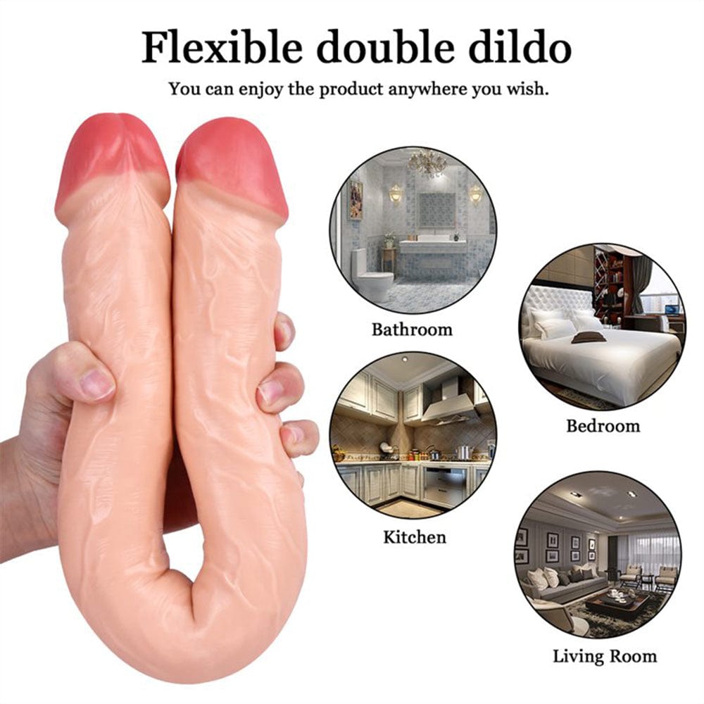 18.11‘’ Double-Ended Soft Silicone Simulated Anus Masturbation Dildo-IntimiLife