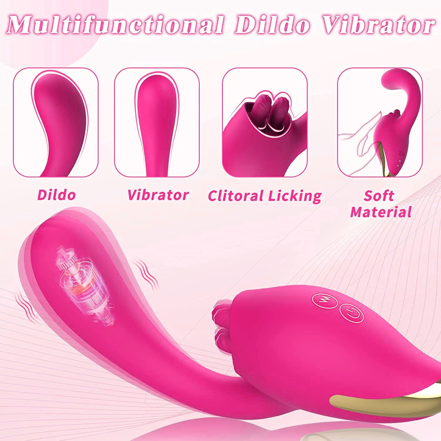intimilife - Merlot 2-in-1 Tongue-licking Dildo Vibrator-IntimiLife
