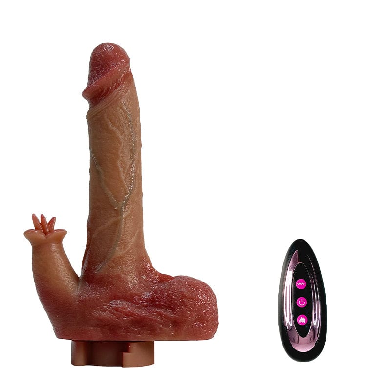 Four interchangeable silicone dildos showing different sizes and textures