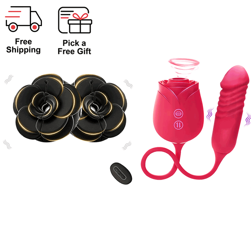 Rosara - Remote Control Vibrating Nipple Clamps Rose Nipple Toys - AnneToys