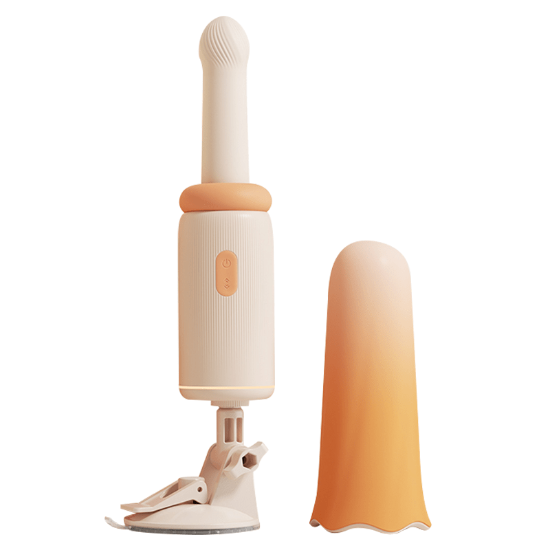 Thrusting vibrator showing ergonomic mushroom head design