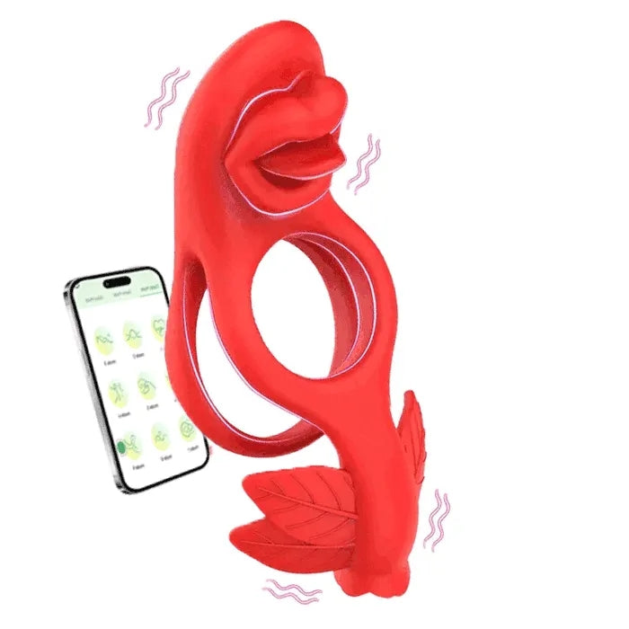 Tongue Vibrating Cock Ring – Lipleaf - Tongue Vibe Ring for External & Testicle Play front product view