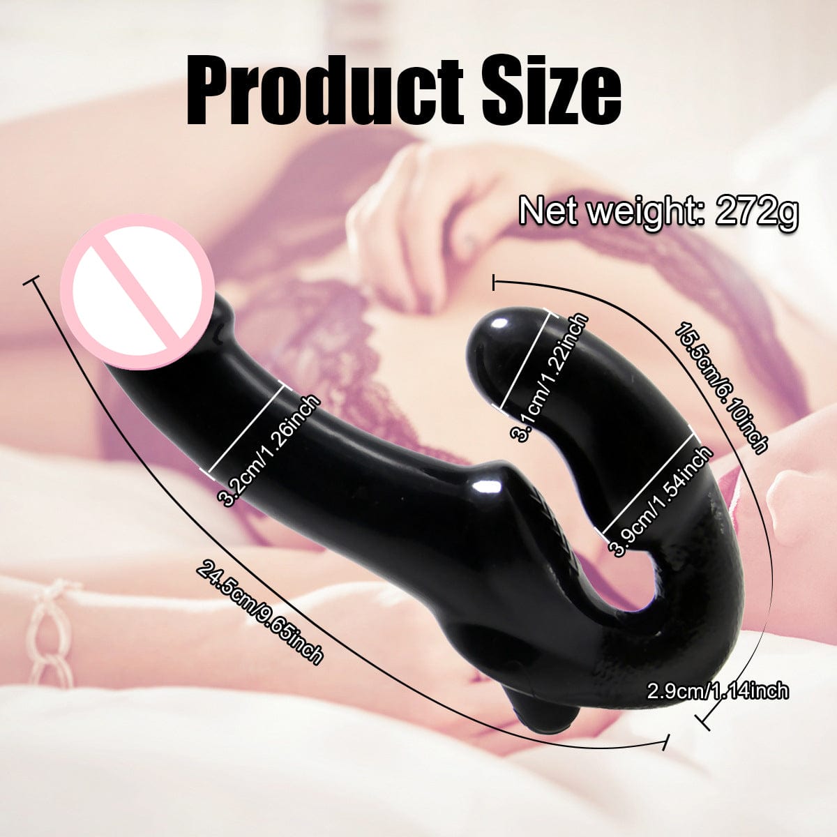 Body-safe silicone dildo demonstrating curved shape for targeted stimulation