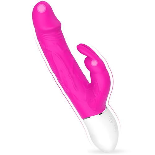 Close-up of textured shaft and rabbit ears for enhanced pleasure