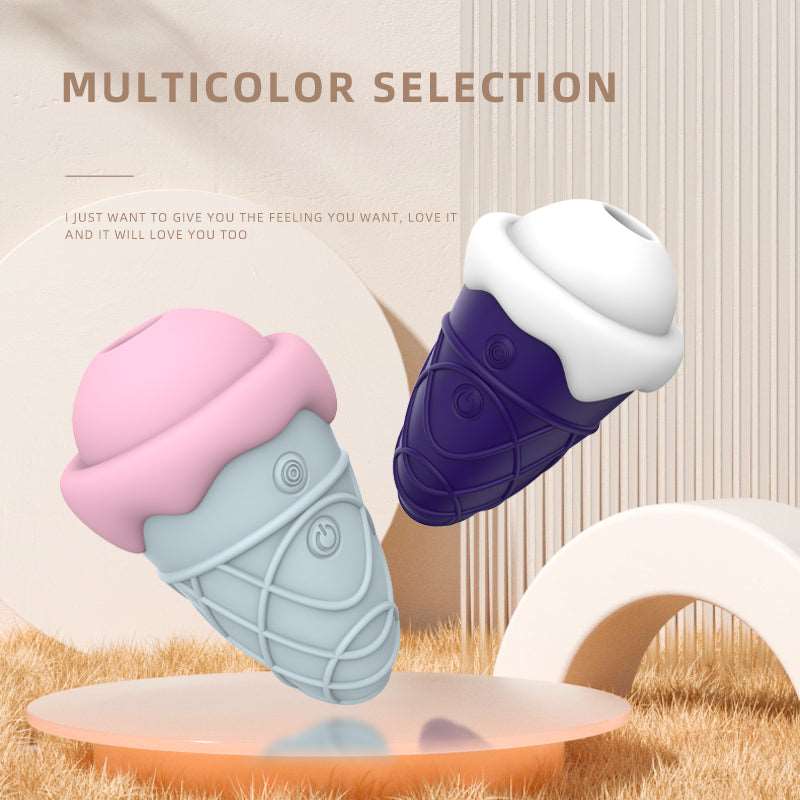 Compact blue and purple sucking vibrator with sleek design