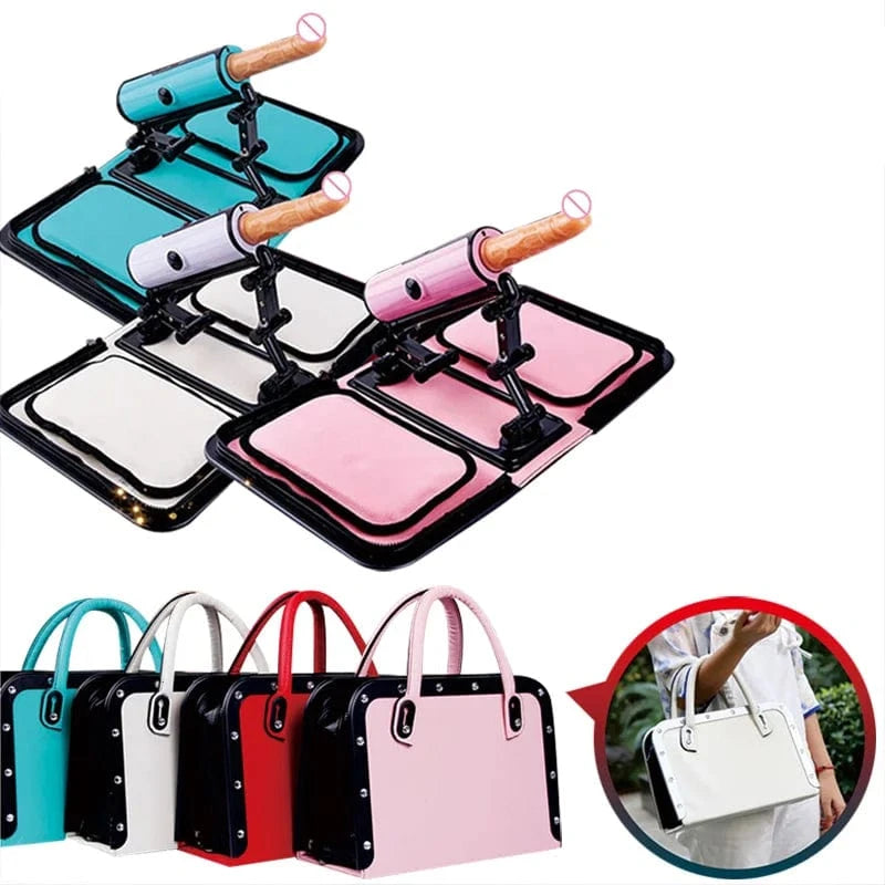 Leather Bag 1.0 Female Sex Machine Masturbation Pumping Gun With Dildos-IntimiLife