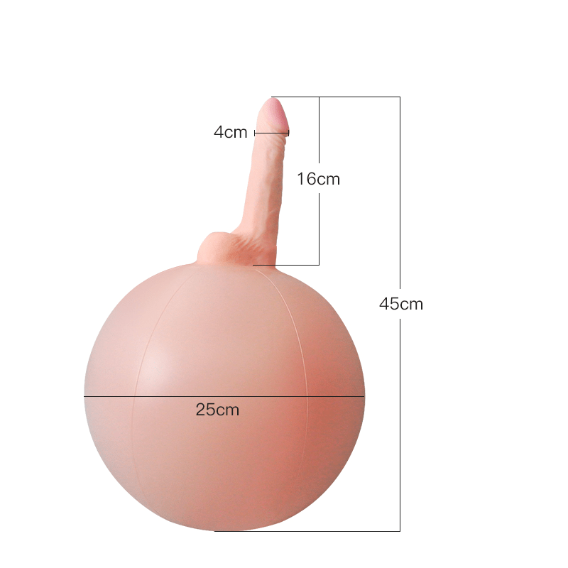 Close-up of 10-frequency vibrating dildo on stable inflatable base