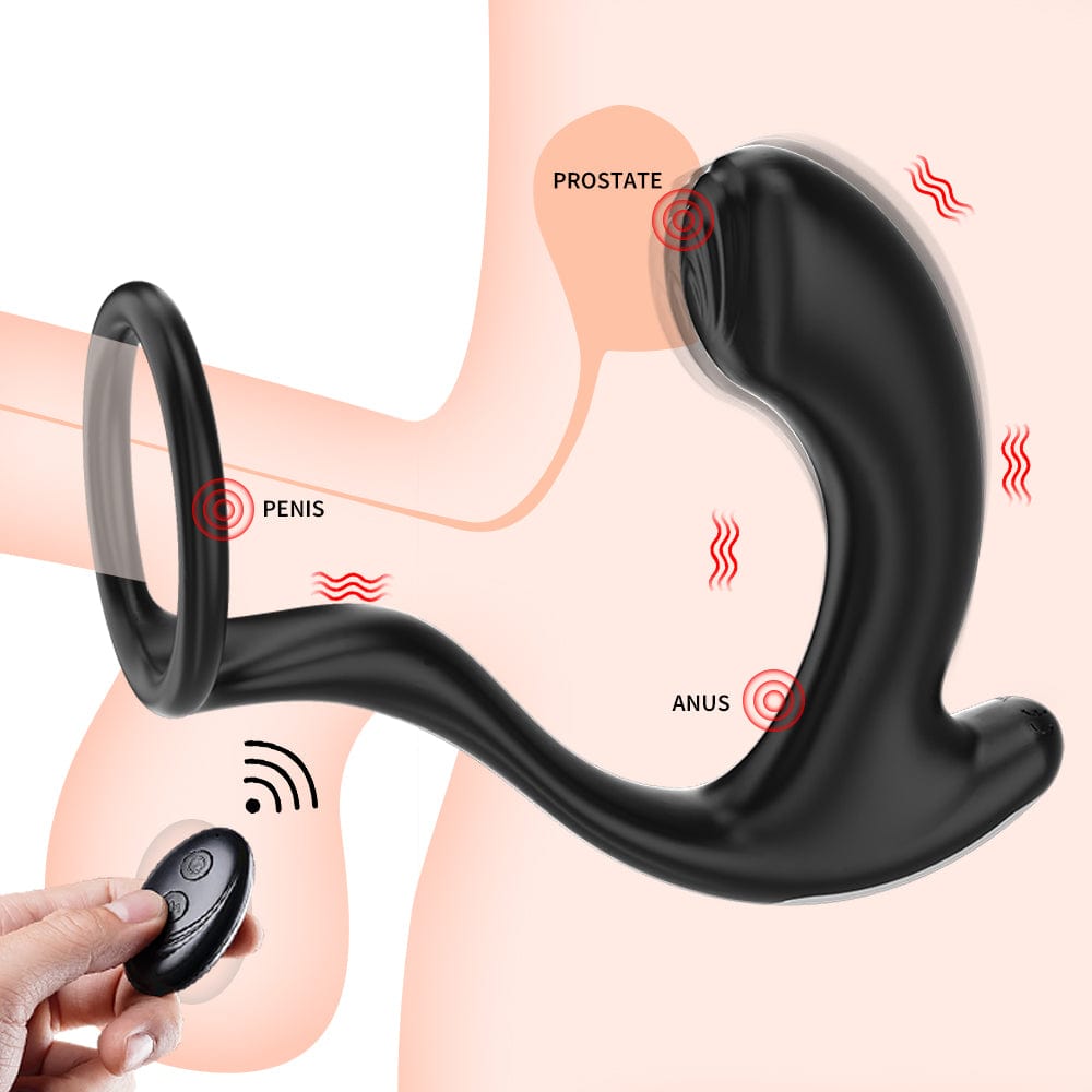 Close-up of heated prostate massager tip and adjustable ring