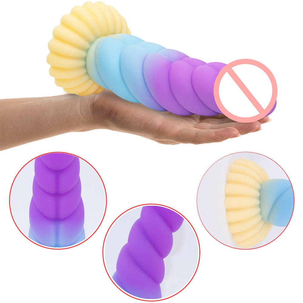 9.05‘’ Colorful Braid Dildo Vibrator Liquid Silicone Anal Plug-IntimiLife