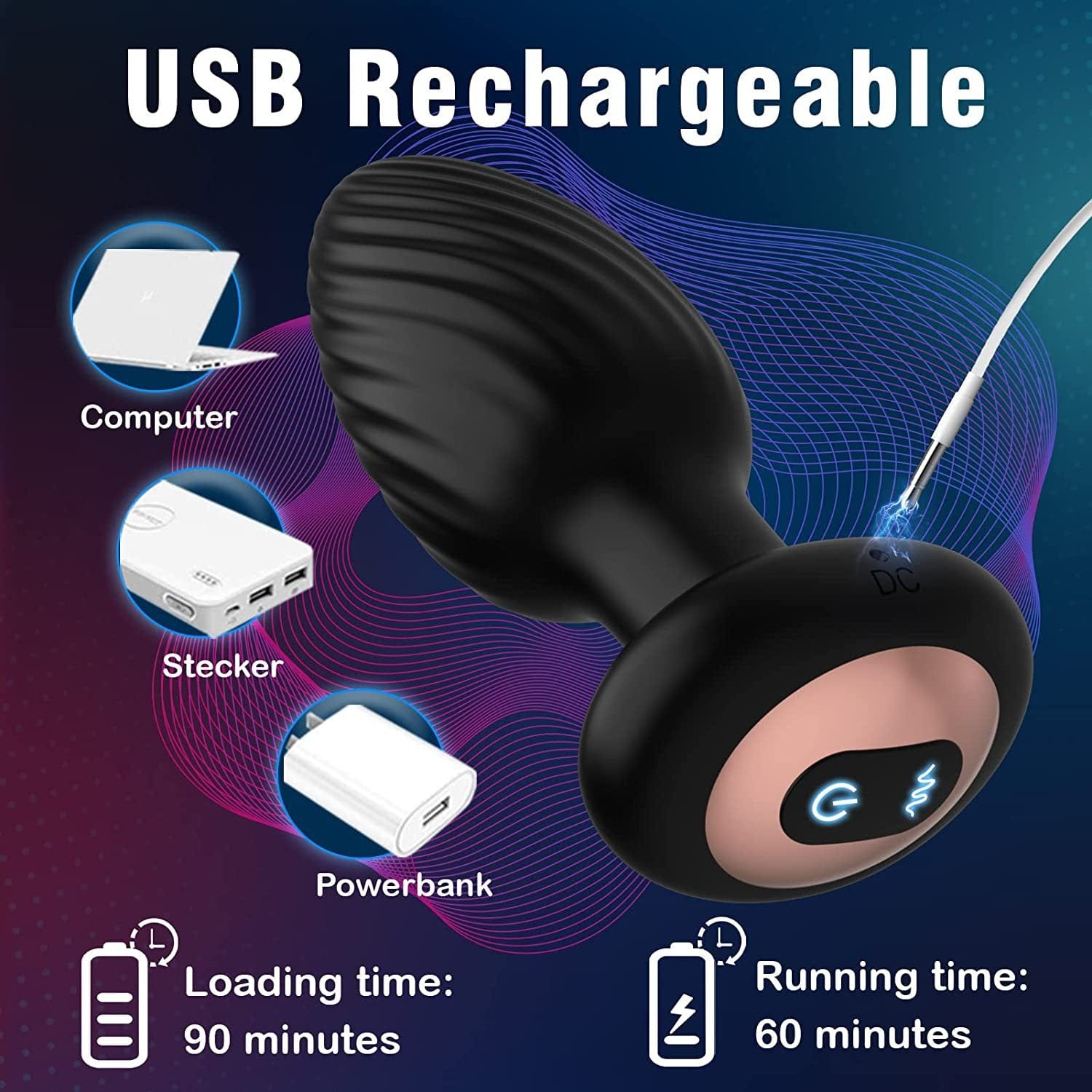 All accessories including massager, charging cable, remote, and manual in discreet packaging