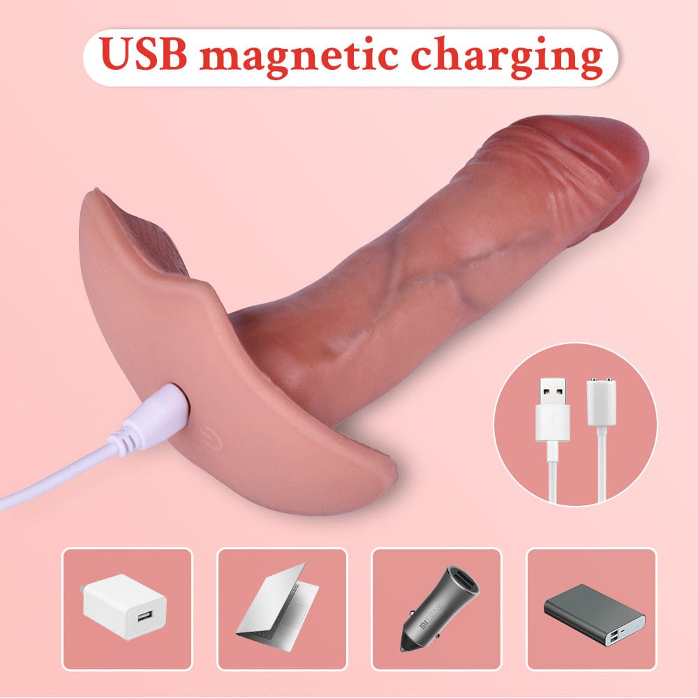 7.5-inch thrusting wearable dildo vibrator with remote control