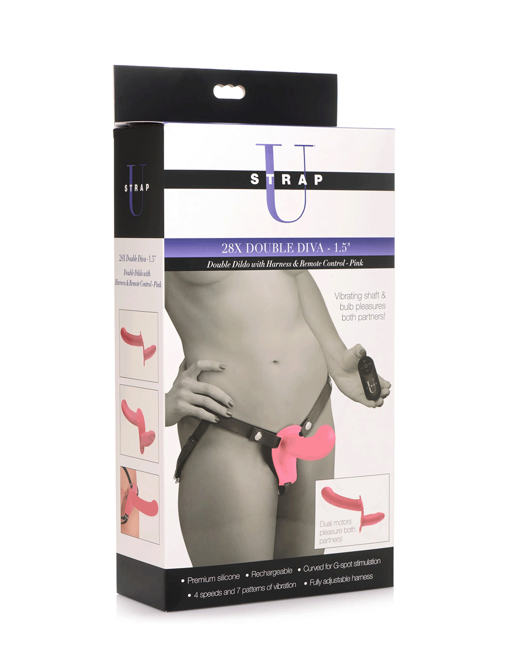 28X Double Diva 1.5in Remote Control Strap On Set-IntimiLife