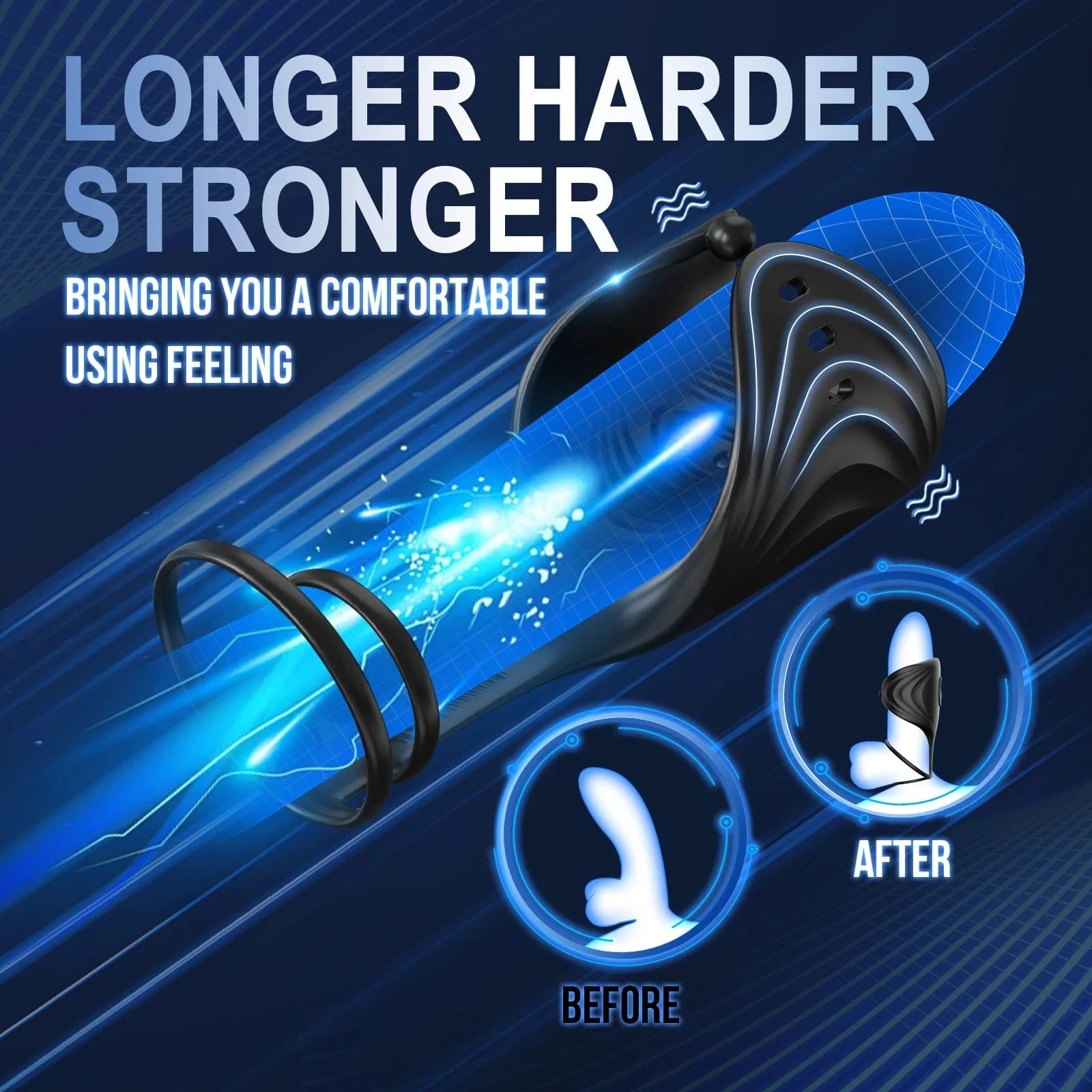 Smartphone app interface controlling 10 vibration modes of penis trainer