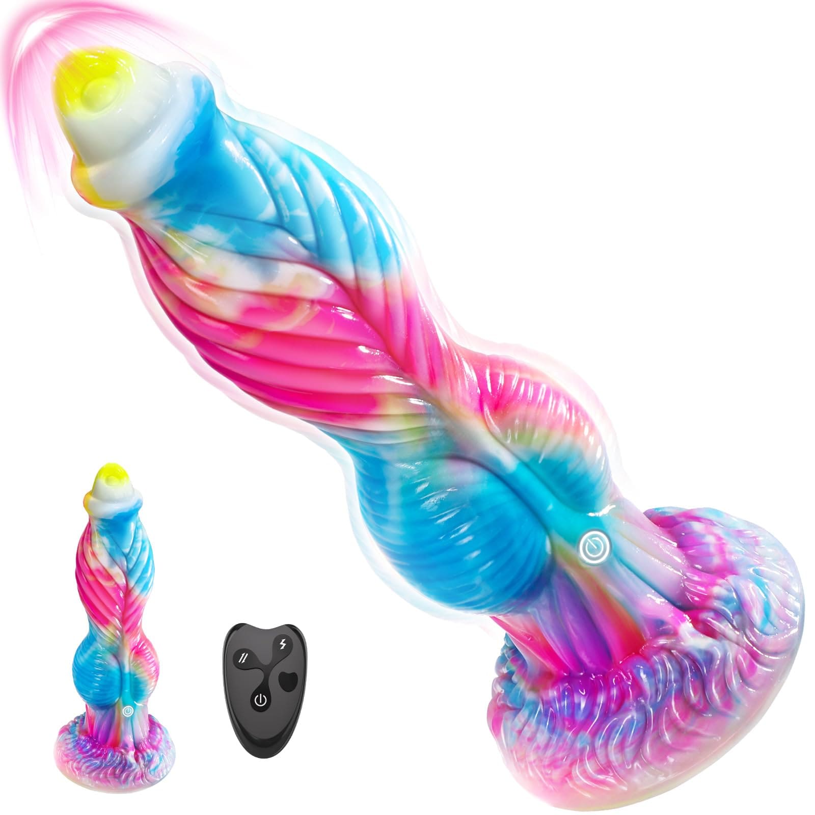 Fantasy texture thrusting vibrating dildo with suction cup base
