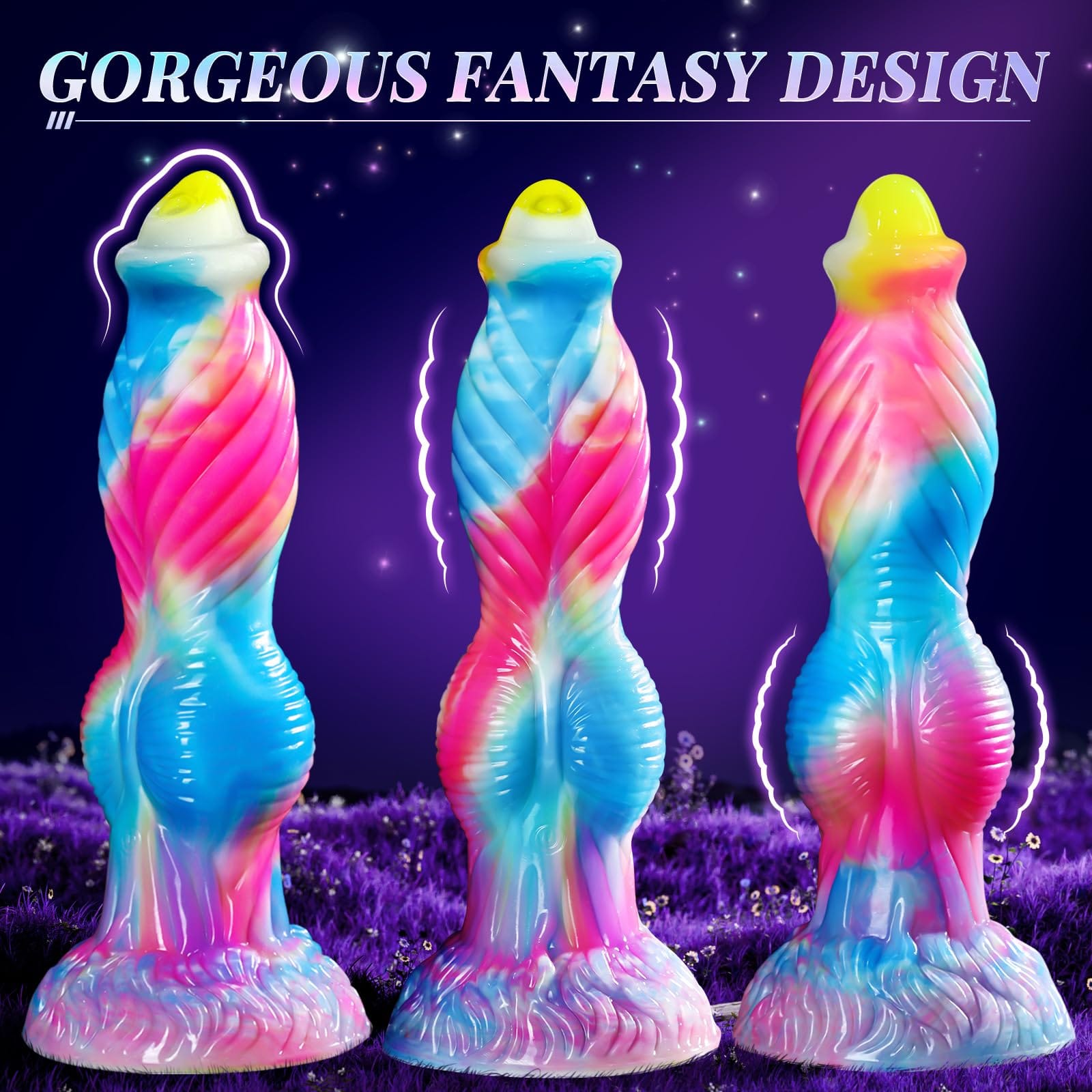 Close-up of realistic texture on 9.4-inch silicone dildo
