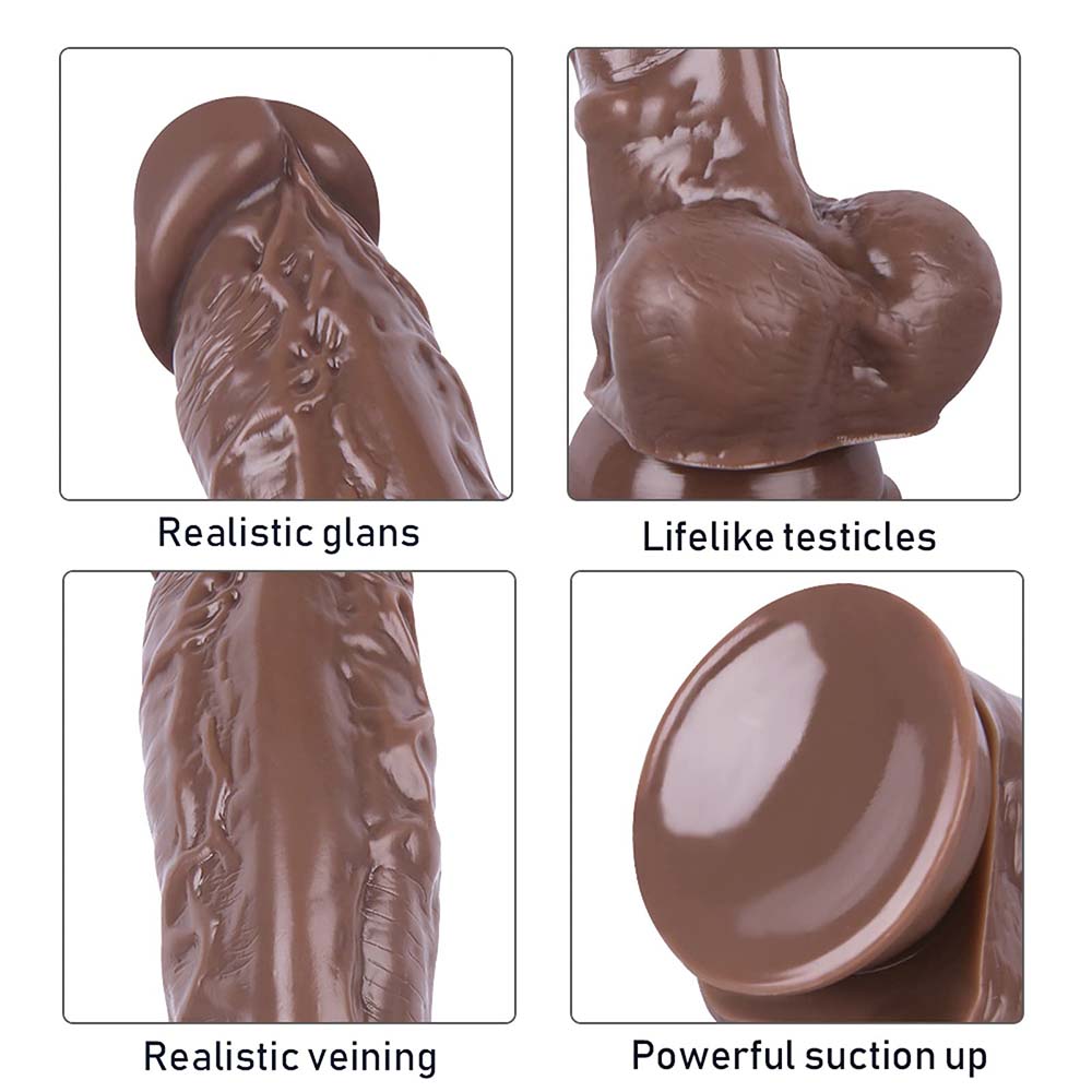 Leather strap dildo showing adjustable harness and realistic design