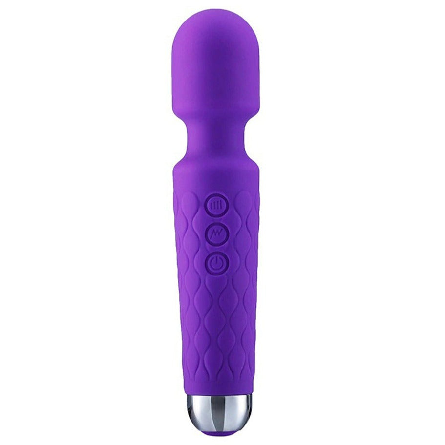 Vibrator showing ergonomic handle and intuitive control buttons
