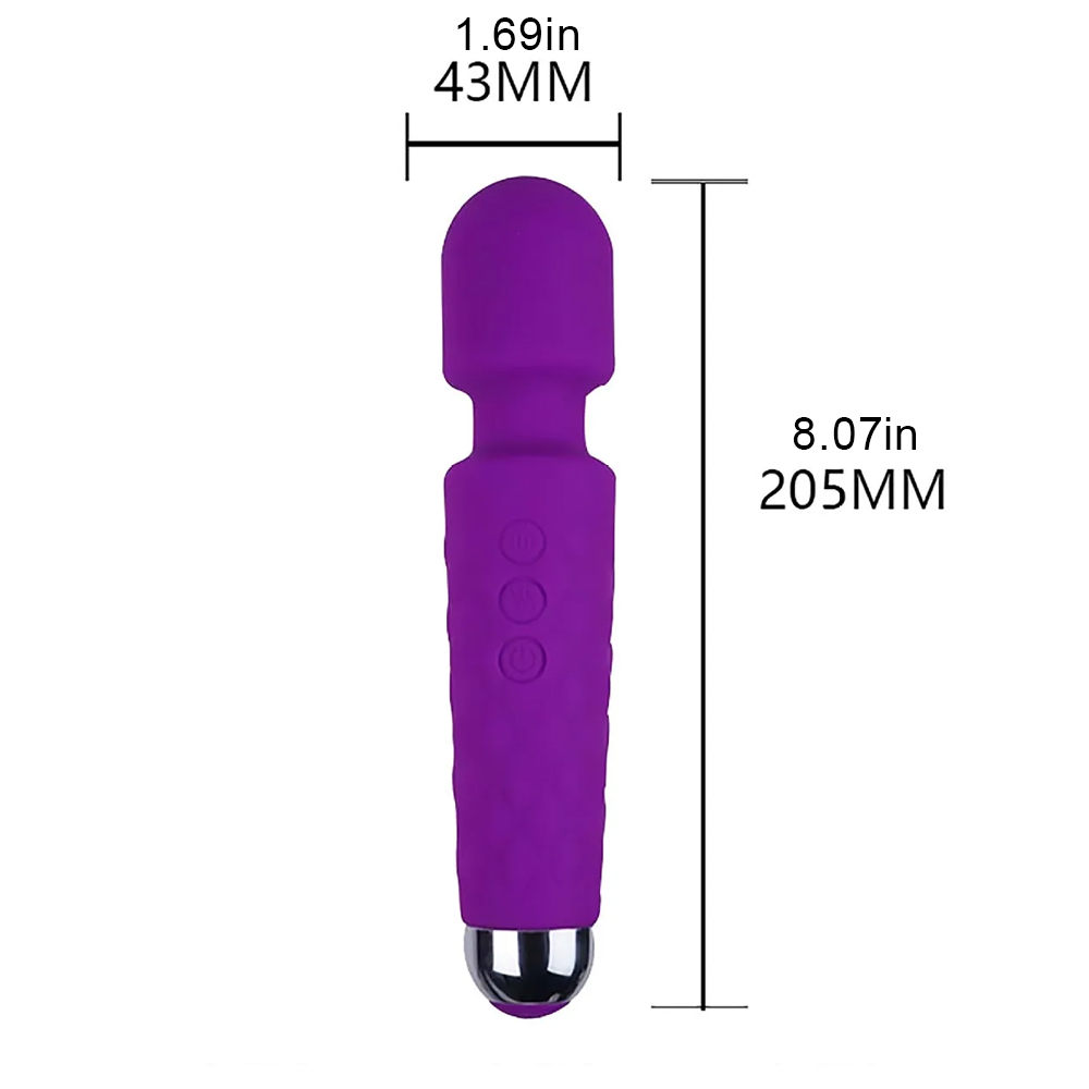 Vibrator showing ergonomic handle and intuitive control buttons