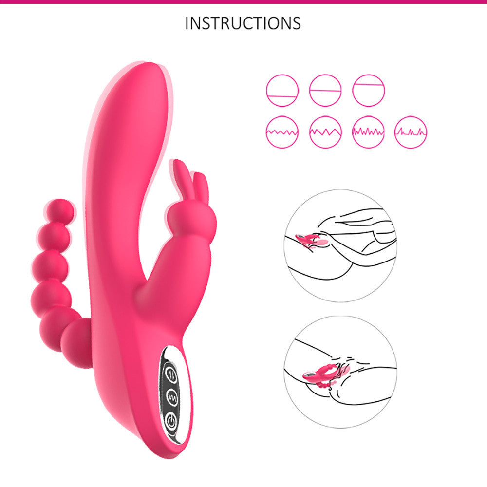 Double-Headed 3-Point Multi-Frequency Vibrating Masturbator-IntimiLife