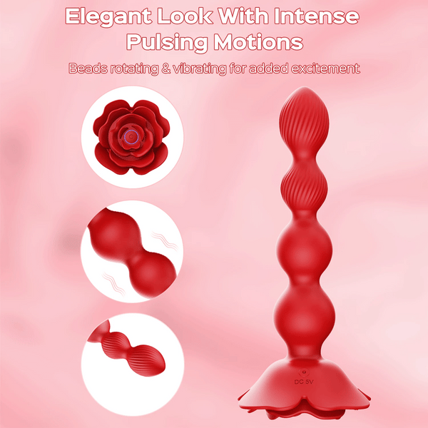 Close-up of anal beads showing flexible construction and body-safe material