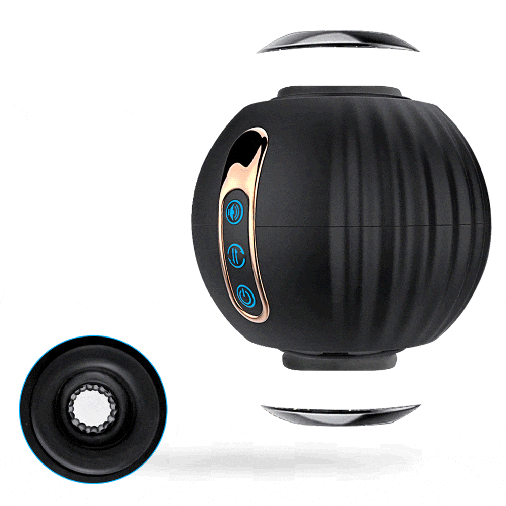 Automatic rotating male stroker showing textured interior design