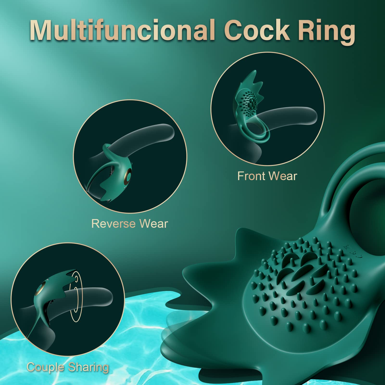 Vibrating Cock Ring with 10 Vibration Modes, Couple Penis Ring Glans Training Toy-IntimiLife