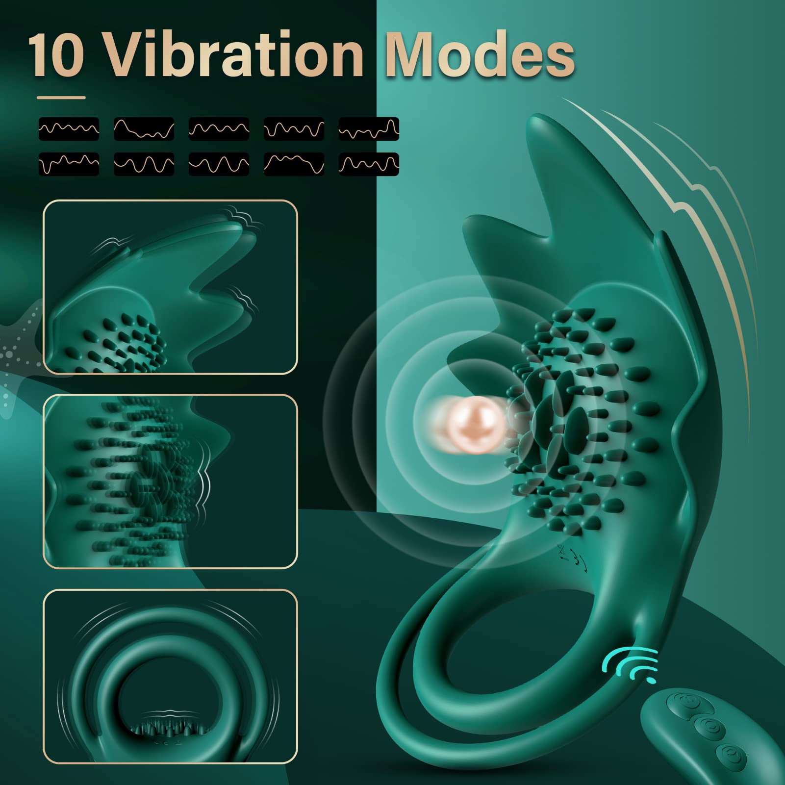Vibrating Cock Ring with 10 Vibration Modes, Couple Penis Ring Glans Training Toy-IntimiLife