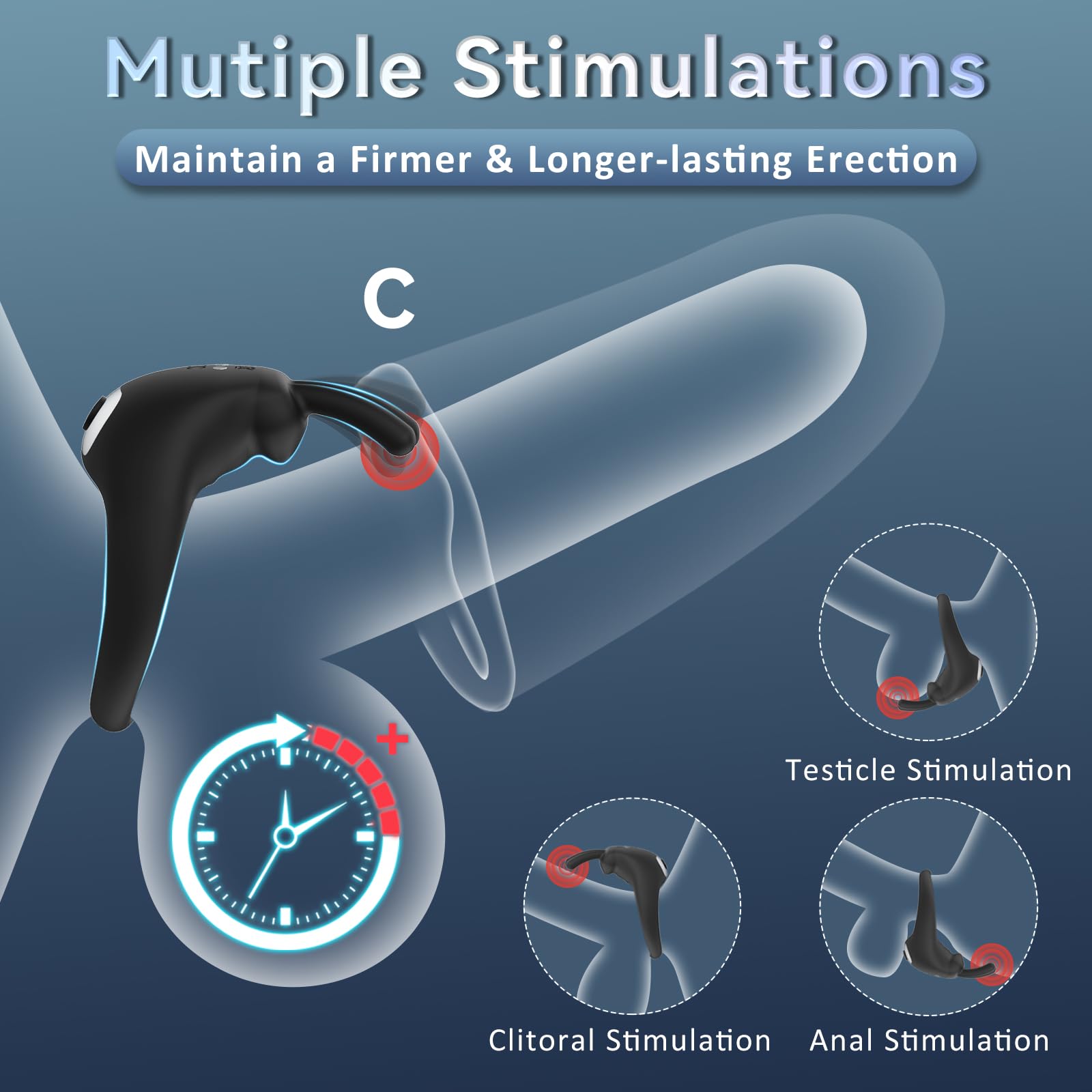 Bunny Rabbit Shaped Rechargeable Vibrating Cock Ring-IntimiLife