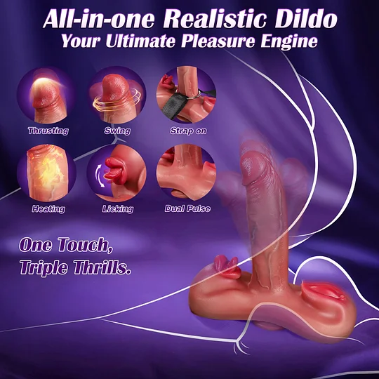 Waterproof silicone dildo with magnetic charging and thrusting motion