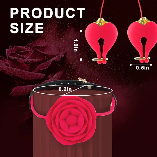 Rose Nipple Clamp Toys, 2 In 1 Adjustable Rose Necklace Mouth Gag-IntimiLife