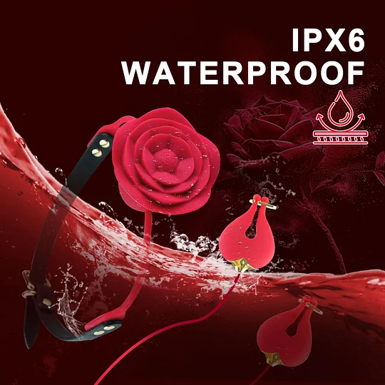 Rose Nipple Clamp Toys, 2 In 1 Adjustable Rose Necklace Mouth Gag-IntimiLife